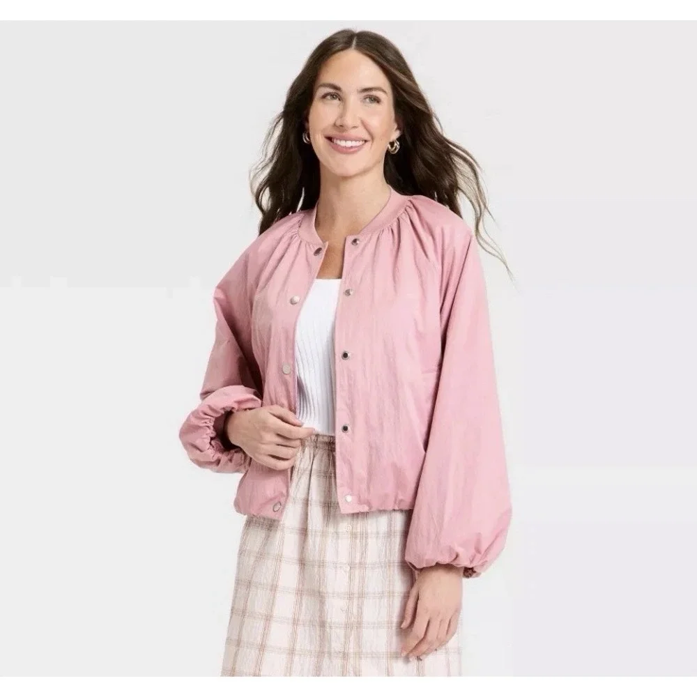 Women's Size Snall Pink Lightweight Bomber Jacket - A New Day